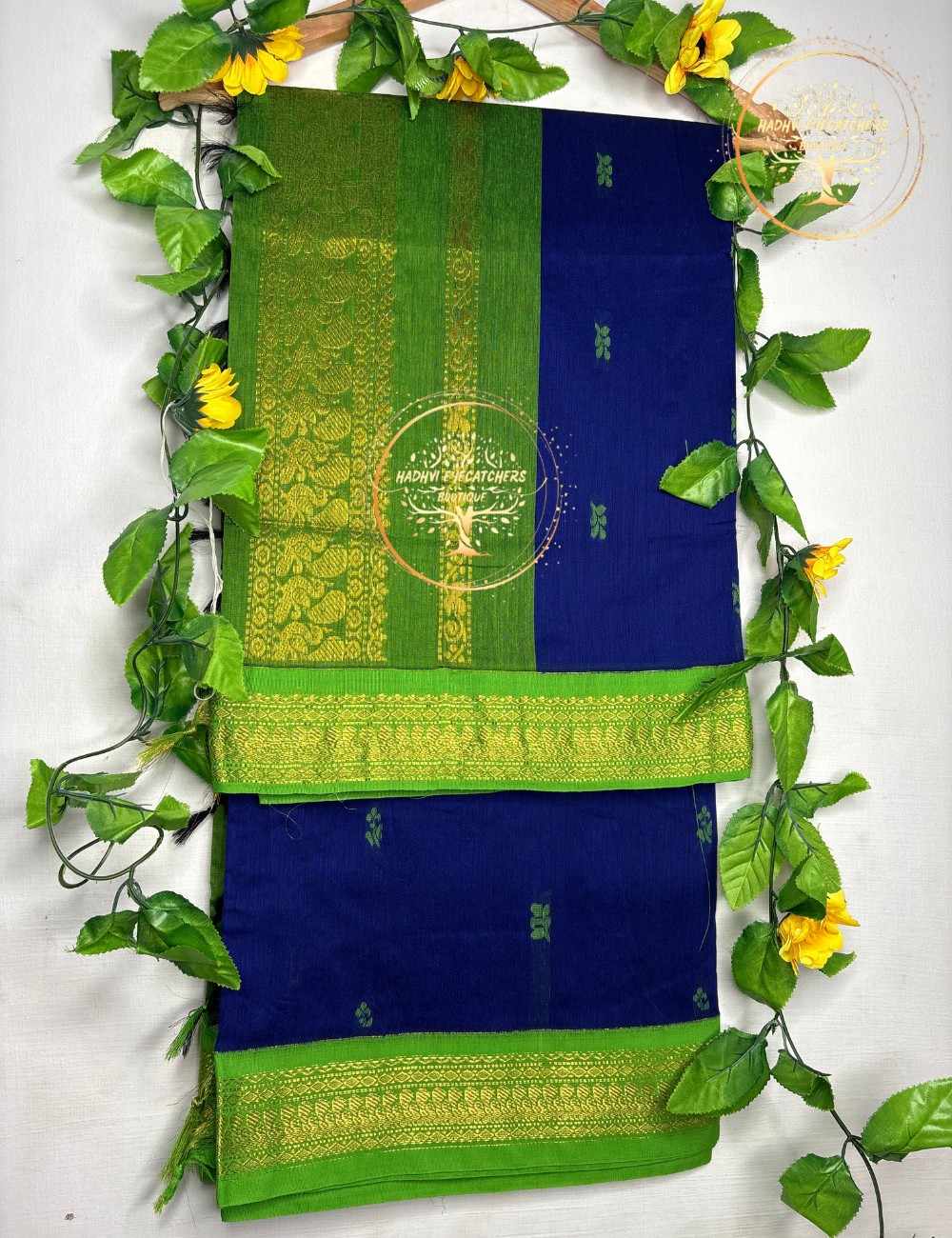 Navira- Royal Blue Kalyani Cotton Saree - Image 2