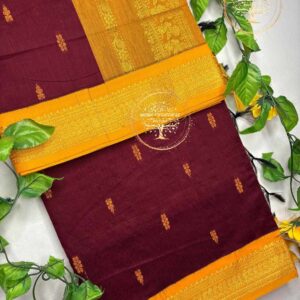 Lerusha-Wine Maroon Kalyani Cotton Saree