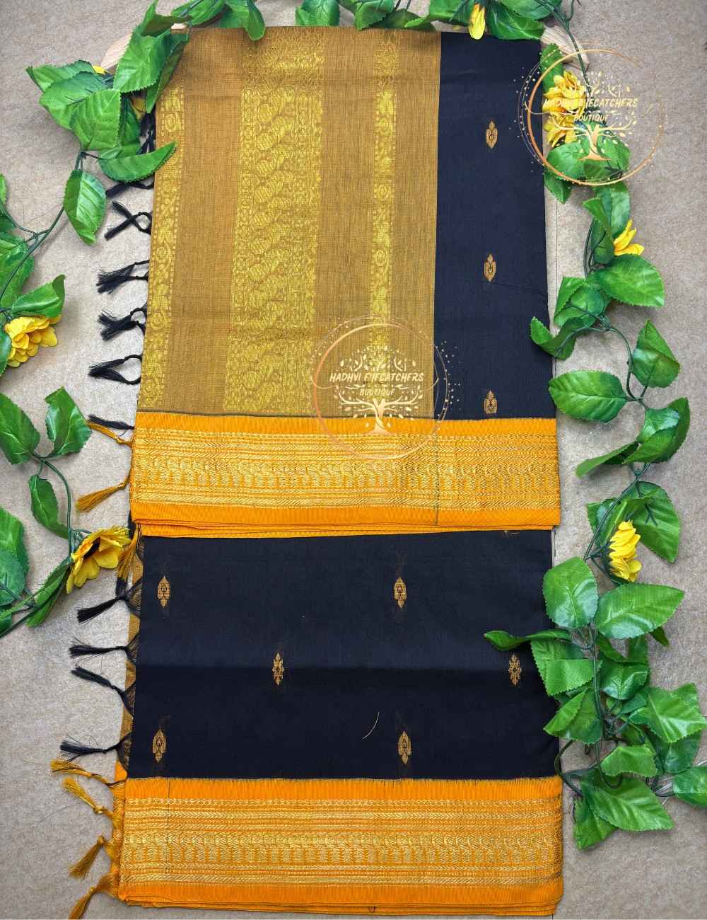 Neeraja-Classic Black Kalyani Cotton Saree - Image 2