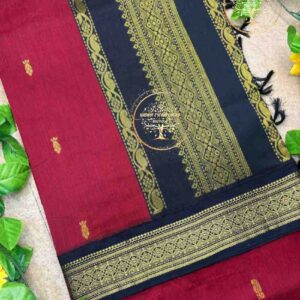 Kunthavi-Deep Red Kalyani Cotton Saree