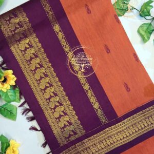 Haasini-Rust Orange Kalyani Cotton Saree