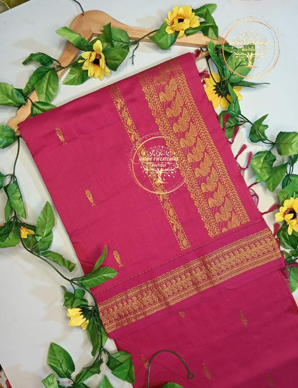 Ishva-Rani Pink Kalyani Cotton Saree