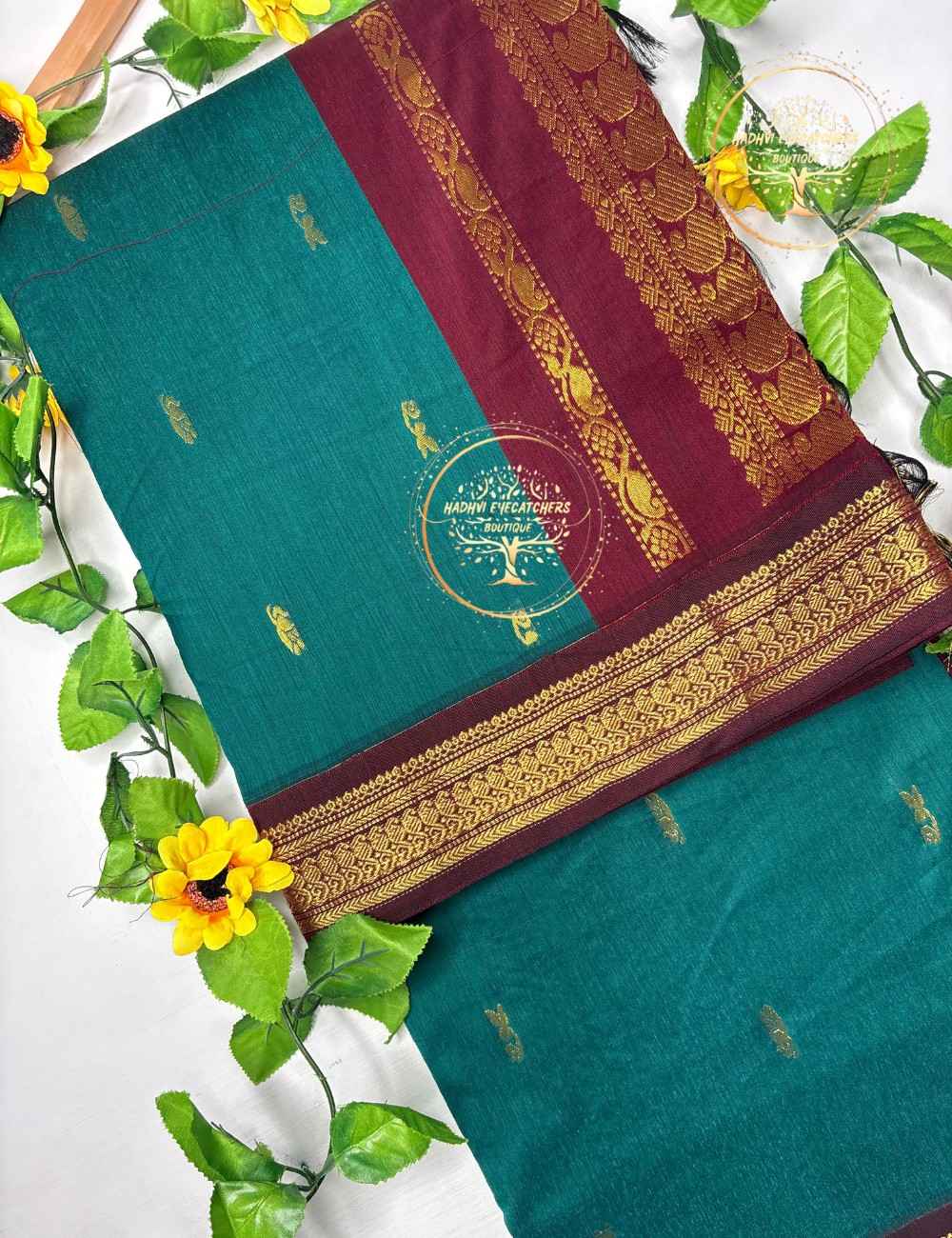 Harshika– Teal Green Kalyani Cotton Saree