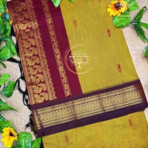 Elakkiya-Olive Green Kalyani Cotton Saree