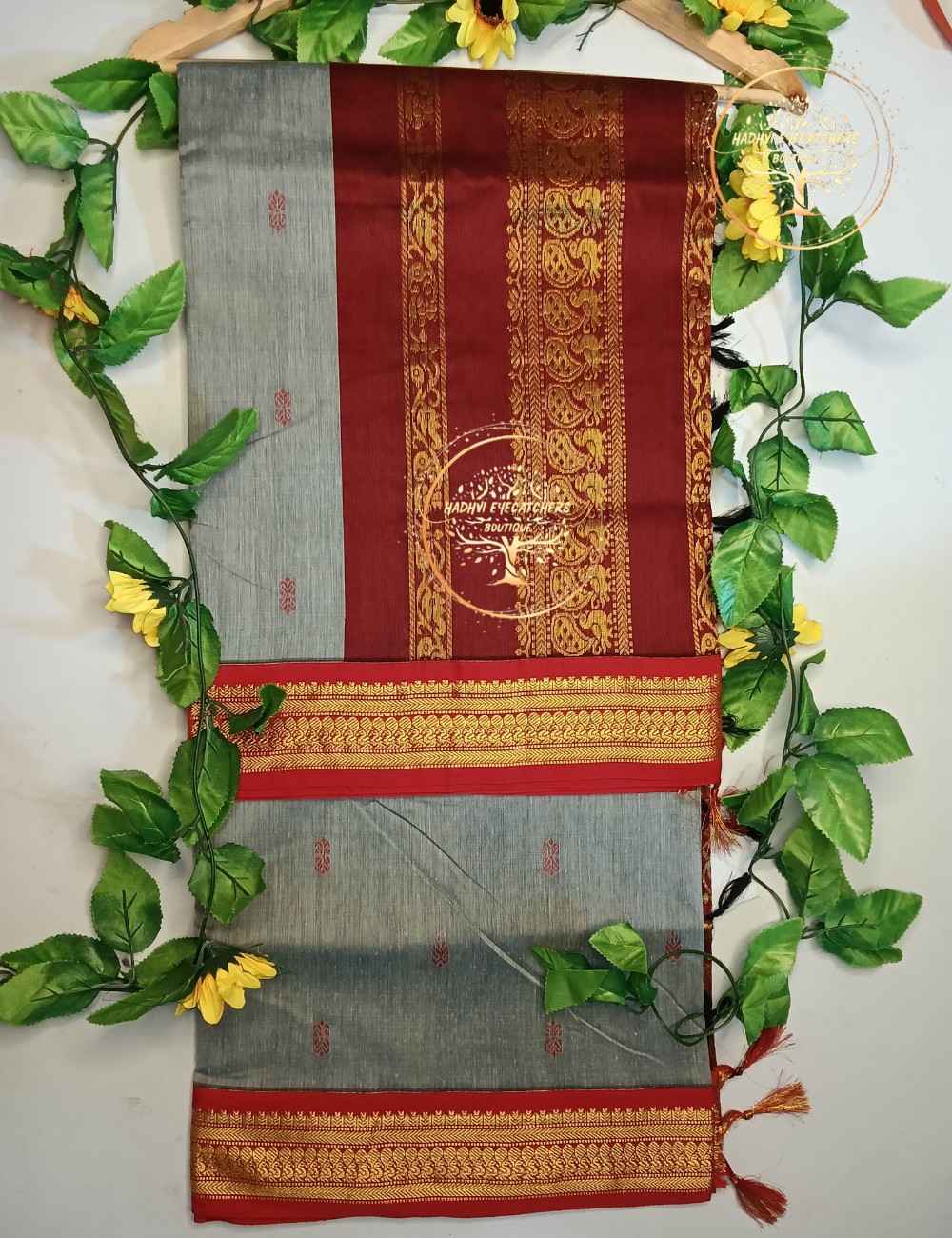Kanika – Ash Grey Kalyani Cotton Saree - Image 2