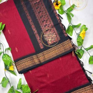 Naavarasi – Wine Red Kalyani Cotton Saree