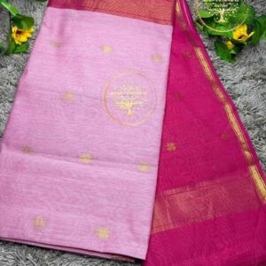 Alisha-Blush Pink Semi Maheswari Silk Cotton Saree
