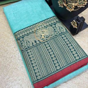 Nabhanya-Aqua Blue Narayanpet Cotton Saree