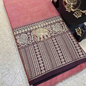 Mahika-Dusky Peach Narayanpet Cotton Saree