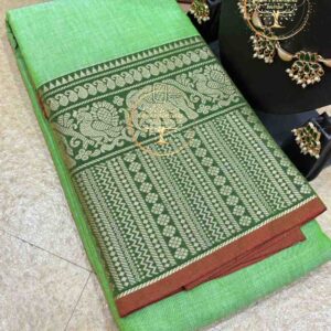 Meena-Leaf Green Narayanpet Cotton Saree
