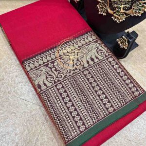 Kalpita-Deep Red Narayanpet Cotton Saree