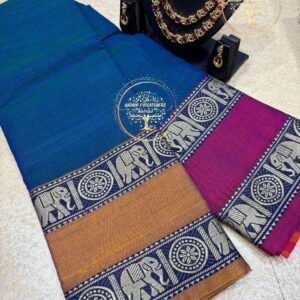 Swara-Teal Blue Narayanpet Cotton Saree