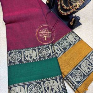 Pratima-Wine Maroon Narayanpet Cotton Saree