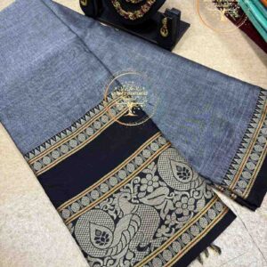 Valarnila-Steel Blue Grey Narayanpet Cotton Saree