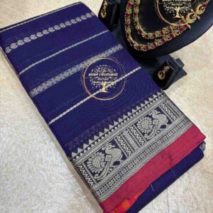 Olivia-Navy Blue Narayanpet Cotton Saree