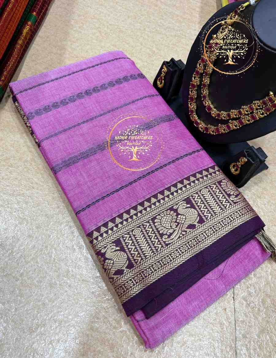 Parnika-Lavender Purple Narayanpet Cotton Saree