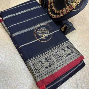 Vanika – Classic Navy Blue Narayanpet Cotton Saree