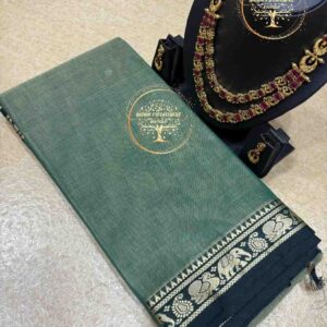 Ferozabanu-Bottle Green Narayanpet Cotton Saree