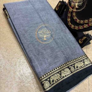 Sundari-Steel Grey Narayanpet Cotton Saree