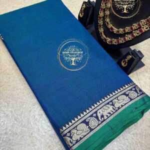 Gunavathi-Peacock Blue Narayanpet Cotton Saree
