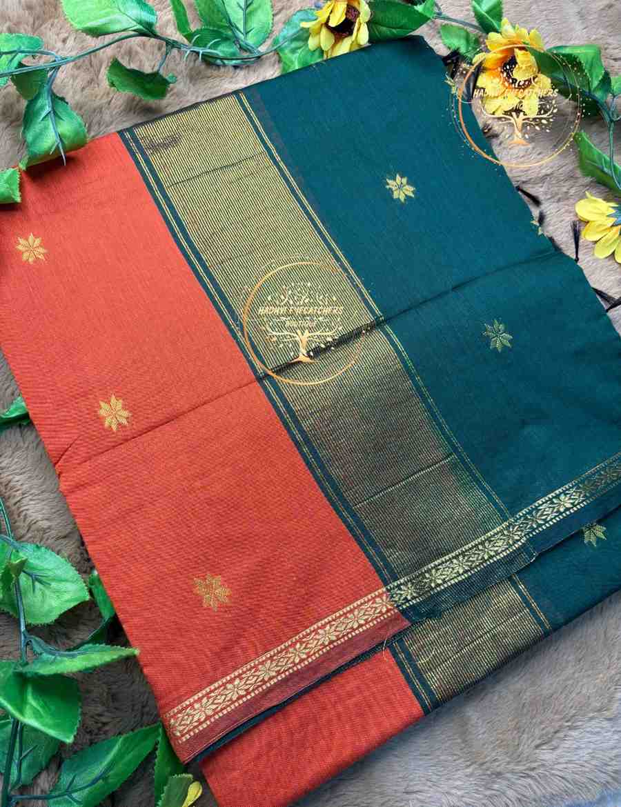 Amirthakala-Orange Semi Maheswari Silk Cotton Saree